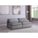  Manufacturer Color_Grey -- Serene 78" Grey Linen Textured Fabric Upholstered Deluxe Comfort 2 pc Armless Modular Sofa IMAGE 2