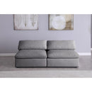  Manufacturer Color_Grey -- Serene 78" Grey Linen Textured Fabric Upholstered Deluxe Comfort 2 pc Armless Modular Sofa IMAGE 3