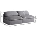  Manufacturer Color_Grey -- Serene 78" Grey Linen Textured Fabric Upholstered Deluxe Comfort 2 pc Armless Modular Sofa IMAGE 5
