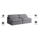  Manufacturer Color_Grey -- Serene 78" Grey Linen Textured Fabric Upholstered Deluxe Comfort 2 pc Armless Modular Sofa IMAGE 6