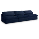  Manufacturer Color_Navy -- Serene 117" Navy Linen Textured Fabric Upholstered Deluxe Comfort 3 pc Armless Modular Sofa IMAGE 1