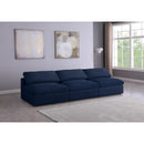  Manufacturer Color_Navy -- Serene 117" Navy Linen Textured Fabric Upholstered Deluxe Comfort 3 pc Armless Modular Sofa IMAGE 2
