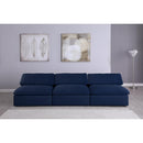  Manufacturer Color_Navy -- Serene 117" Navy Linen Textured Fabric Upholstered Deluxe Comfort 3 pc Armless Modular Sofa IMAGE 3