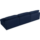  Manufacturer Color_Navy -- Serene 117" Navy Linen Textured Fabric Upholstered Deluxe Comfort 3 pc Armless Modular Sofa IMAGE 4