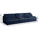  Manufacturer Color_Navy -- Serene 117" Navy Linen Textured Fabric Upholstered Deluxe Comfort 3 pc Armless Modular Sofa IMAGE 6