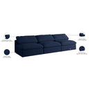  Manufacturer Color_Navy -- Serene 117" Navy Linen Textured Fabric Upholstered Deluxe Comfort 3 pc Armless Modular Sofa IMAGE 7