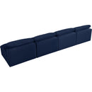  Manufacturer Color_Navy -- Serene 156" Navy Linen Textured Fabric Upholstered Deluxe Comfort 4 pc Armless Modular Sofa IMAGE 4