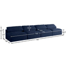  Manufacturer Color_Navy -- Serene 156" Navy Linen Textured Fabric Upholstered Deluxe Comfort 4 pc Armless Modular Sofa IMAGE 6