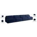  Manufacturer Color_Navy -- Serene 156" Navy Linen Textured Fabric Upholstered Deluxe Comfort 4 pc Armless Modular Sofa IMAGE 7