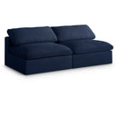  Manufacturer Color_Navy -- Serene 78" Navy Linen Textured Fabric Upholstered Deluxe Comfort 2 pc Armless Modular Sofa IMAGE 1