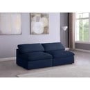  Manufacturer Color_Navy -- Serene 78" Navy Linen Textured Fabric Upholstered Deluxe Comfort 2 pc Armless Modular Sofa IMAGE 2