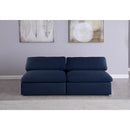  Manufacturer Color_Navy -- Serene 78" Navy Linen Textured Fabric Upholstered Deluxe Comfort 2 pc Armless Modular Sofa IMAGE 3