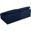  Manufacturer Color_Navy -- Serene 78" Navy Linen Textured Fabric Upholstered Deluxe Comfort 2 pc Armless Modular Sofa IMAGE 4