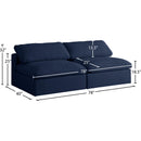  Manufacturer Color_Navy -- Serene 78" Navy Linen Textured Fabric Upholstered Deluxe Comfort 2 pc Armless Modular Sofa IMAGE 6