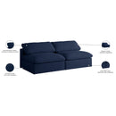  Manufacturer Color_Navy -- Serene 78" Navy Linen Textured Fabric Upholstered Deluxe Comfort 2 pc Armless Modular Sofa IMAGE 7
