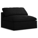  Manufacturer Color_Black -- Serene Black Deluxe Comfort Linen Textured Fabric Upholstered Modular Armless Chair IMAGE 1