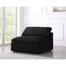  Manufacturer Color_Black -- Serene Black Deluxe Comfort Linen Textured Fabric Upholstered Modular Armless Chair IMAGE 2