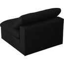  Manufacturer Color_Black -- Serene Black Deluxe Comfort Linen Textured Fabric Upholstered Modular Armless Chair IMAGE 4