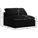  Manufacturer Color_Black -- Serene Black Deluxe Comfort Linen Textured Fabric Upholstered Modular Armless Chair IMAGE 6