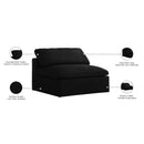  Manufacturer Color_Black -- Serene Black Deluxe Comfort Linen Textured Fabric Upholstered Modular Armless Chair IMAGE 7