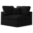  Manufacturer Color_Black -- Serene Black Deluxe Comfort Linen Textured Fabric Upholstered Modular Corner Chair IMAGE 1
