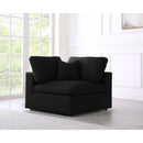  Manufacturer Color_Black -- Serene Black Deluxe Comfort Linen Textured Fabric Upholstered Modular Corner Chair IMAGE 2
