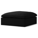  Manufacturer Color_Black -- Serene Black Deluxe Comfort Linen Textured Fabric Upholstered Modular Ottoman IMAGE 1