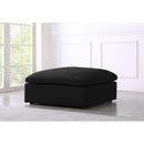  Manufacturer Color_Black -- Serene Black Deluxe Comfort Linen Textured Fabric Upholstered Modular Ottoman IMAGE 2
