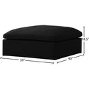  Manufacturer Color_Black -- Serene Black Deluxe Comfort Linen Textured Fabric Upholstered Modular Ottoman IMAGE 4