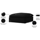  Manufacturer Color_Black -- Serene Black Deluxe Comfort Linen Textured Fabric Upholstered Modular Ottoman IMAGE 5
