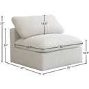  Manufacturer Color_Cream -- Plush Cream Standard Comfort Velvet Upholstered Modular Armless Chair IMAGE 6