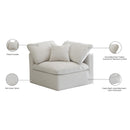  Manufacturer Color_Cream -- Plush Cream Standard Comfort Velvet Upholstered Modular Corner Chair IMAGE 6