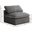  Manufacturer Color_Grey -- Plush Grey Standard Comfort Velvet Upholstered Modular Armless Chair IMAGE 6