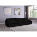  Manufacturer Color_Black -- Serene 117" Black Linen Textured Fabric Upholstered Deluxe Comfort 3 pc Armless Modular Sofa IMAGE 2