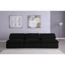 Manufacturer Color_Black -- Serene 117" Black Linen Textured Fabric Upholstered Deluxe Comfort 3 pc Armless Modular Sofa IMAGE 3