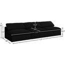  Manufacturer Color_Black -- Serene 117" Black Linen Textured Fabric Upholstered Deluxe Comfort 3 pc Armless Modular Sofa IMAGE 6