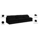  Manufacturer Color_Black -- Serene 117" Black Linen Textured Fabric Upholstered Deluxe Comfort 3 pc Armless Modular Sofa IMAGE 7