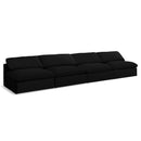  Manufacturer Color_Black -- Serene 156" Black Linen Textured Fabric Upholstered Deluxe Comfort 4 pc Armless Modular Sofa IMAGE 1