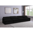  Manufacturer Color_Black -- Serene 156" Black Linen Textured Fabric Upholstered Deluxe Comfort 4 pc Armless Modular Sofa IMAGE 2