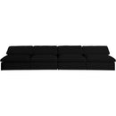  Manufacturer Color_Black -- Serene 156" Black Linen Textured Fabric Upholstered Deluxe Comfort 4 pc Armless Modular Sofa IMAGE 3