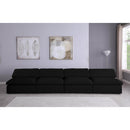  Manufacturer Color_Black -- Serene 156" Black Linen Textured Fabric Upholstered Deluxe Comfort 4 pc Armless Modular Sofa IMAGE 4