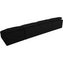  Manufacturer Color_Black -- Serene 156" Black Linen Textured Fabric Upholstered Deluxe Comfort 4 pc Armless Modular Sofa IMAGE 5