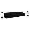  Manufacturer Color_Black -- Serene 156" Black Linen Textured Fabric Upholstered Deluxe Comfort 4 pc Armless Modular Sofa IMAGE 8