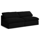  Manufacturer Color_Black -- Serene 78" Black Linen Textured Fabric Upholstered Deluxe Comfort 2 pc Armless Modular Sofa IMAGE 1