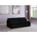  Manufacturer Color_Black -- Serene 78" Black Linen Textured Fabric Upholstered Deluxe Comfort 2 pc Armless Modular Sofa IMAGE 2