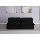  Manufacturer Color_Black -- Serene 78" Black Linen Textured Fabric Upholstered Deluxe Comfort 2 pc Armless Modular Sofa IMAGE 3