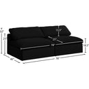  Manufacturer Color_Black -- Serene 78" Black Linen Textured Fabric Upholstered Deluxe Comfort 2 pc Armless Modular Sofa IMAGE 6