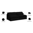  Manufacturer Color_Black -- Serene 78" Black Linen Textured Fabric Upholstered Deluxe Comfort 2 pc Armless Modular Sofa IMAGE 7