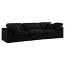  Manufacturer Color_Black -- Serene 119" Black Linen Textured Fabric Upholstered Deluxe Comfort 3 pc Modular Sofa IMAGE 1
