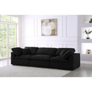  Manufacturer Color_Black -- Serene 119" Black Linen Textured Fabric Upholstered Deluxe Comfort 3 pc Modular Sofa IMAGE 2